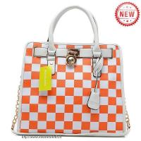 michael kors hamilton checkerboard groot oranje bakken Tassen Winkel 3lsvg574